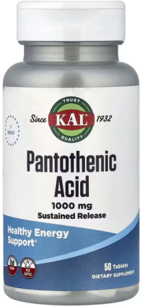 Пантотеновая кислота KAL Pantothenic Acid Sustained Release 1000mg 50 таб Киев