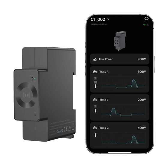 Умный трехфазный счетчик Marstek CT002 монтаж на DIN-рейку Черный Винница