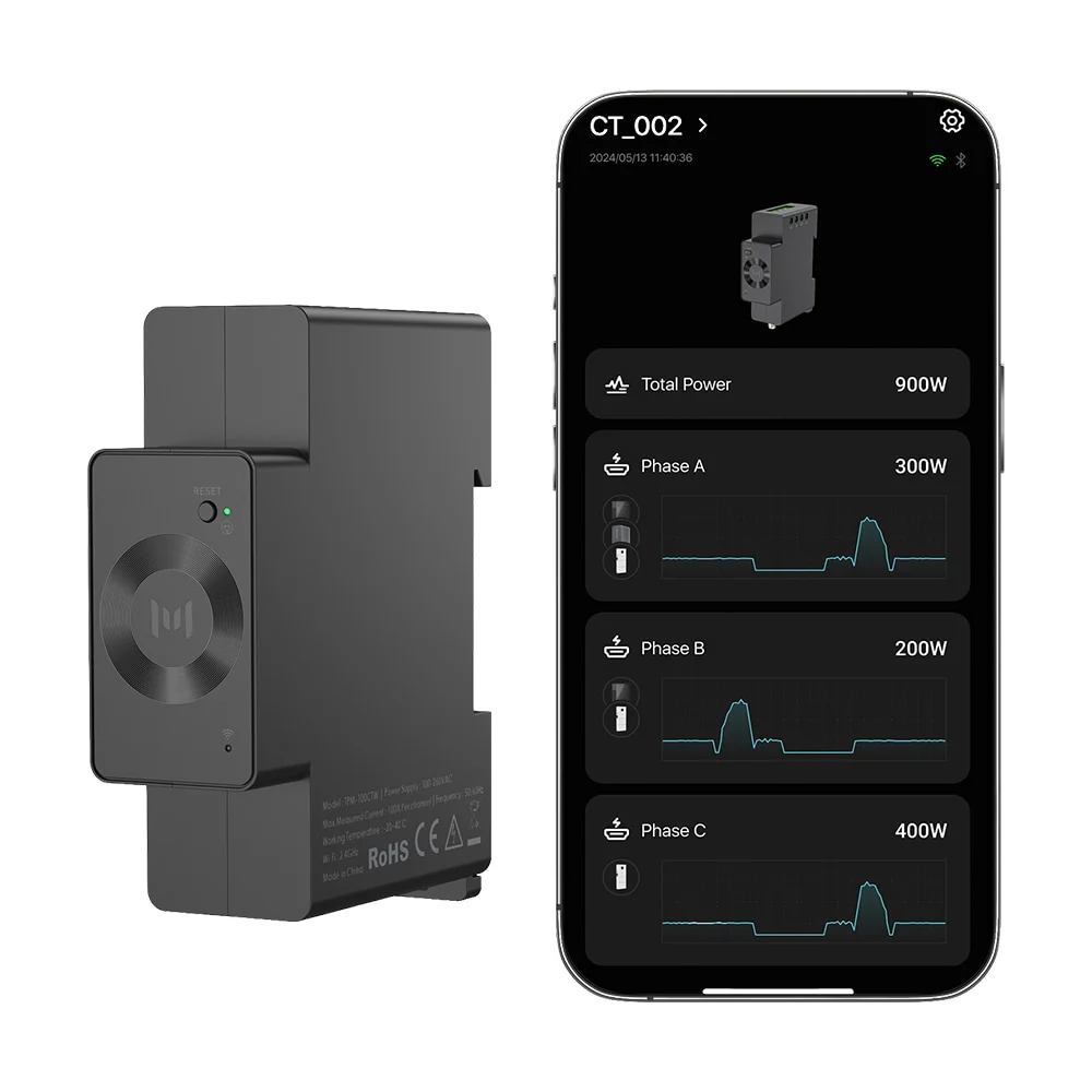 Умный трехфазный счетчик Marstek CT002 монтаж на DIN-рейку Черный Винница - изображение 5