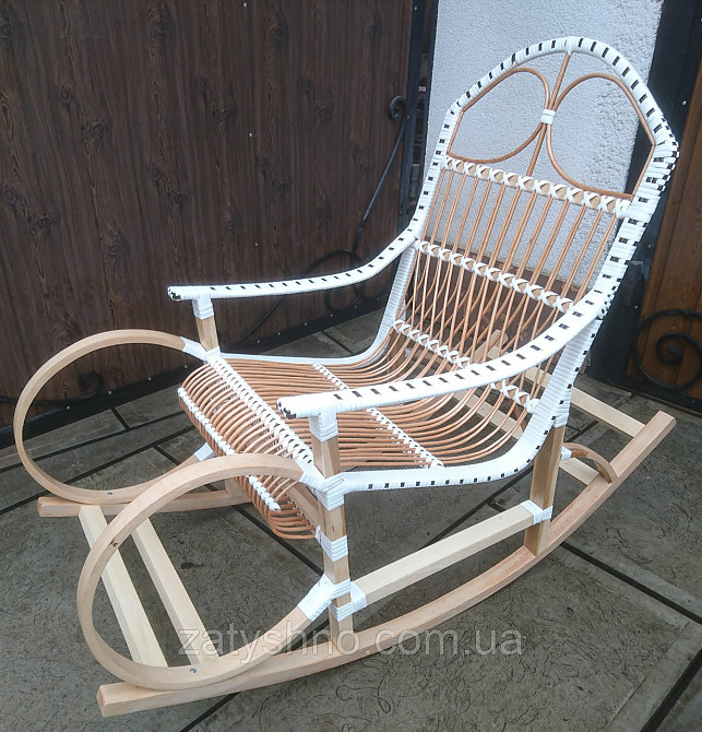 Крісло гойдалка біла з плетеної лози Київ - фото 1