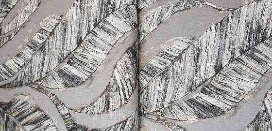 Шпалери вінілові на флізеліновій основі Rasch Ascona 1.06х10 листя структурні чорні сірі із золотистим Київ