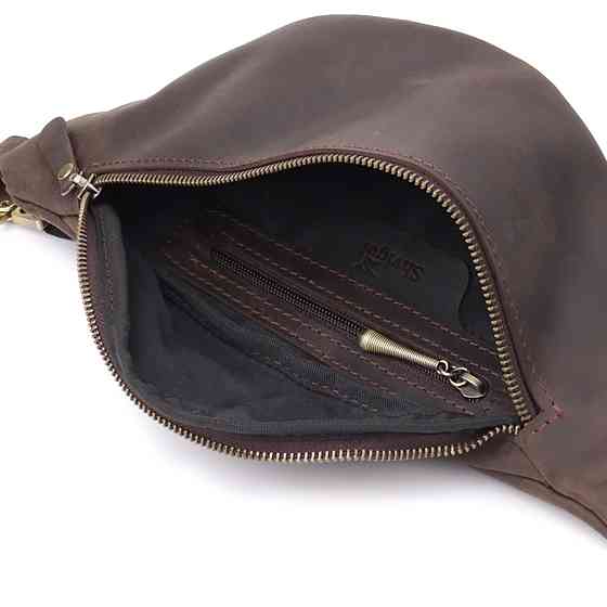 Добротна сумка бананка для чоловіків з натуральної шкіри вінтажної Коричневий (SHVIGEL) Київ