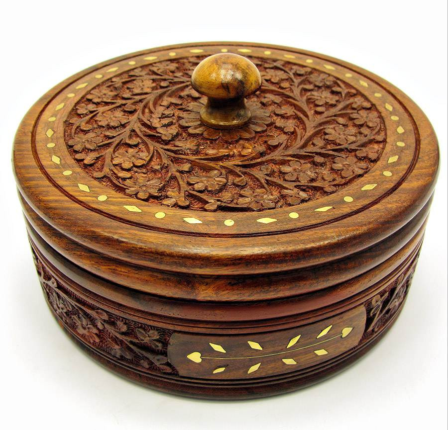 Шкатулка круглая из дерева Киев - изображение 1