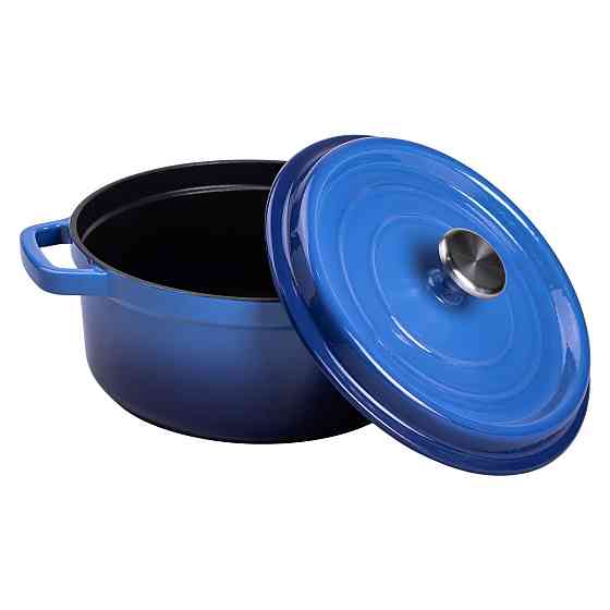Каструля чавунна емальована 3 л з кришкою Ø24 см Синя HP-1-3BL Коломия