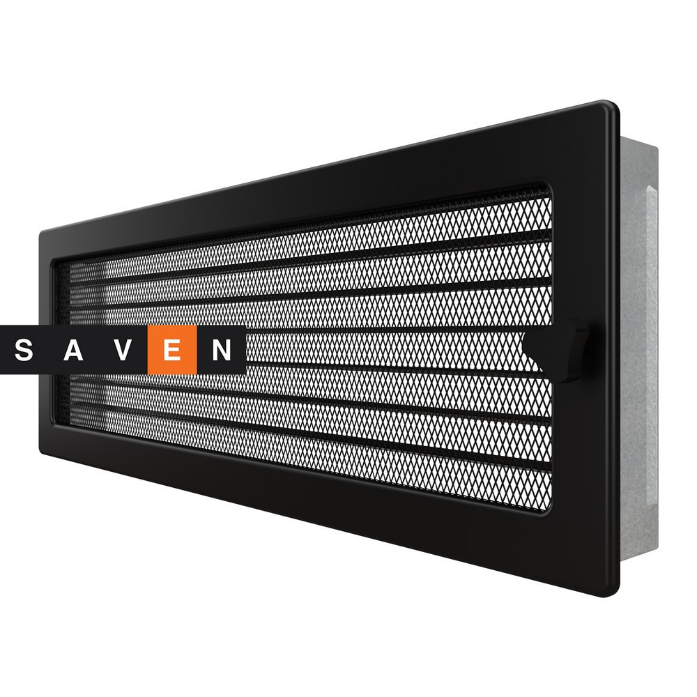 Вентиляционная решетка для камина SAVEN 17х49 черная с жалюзи Львов - изображение 2