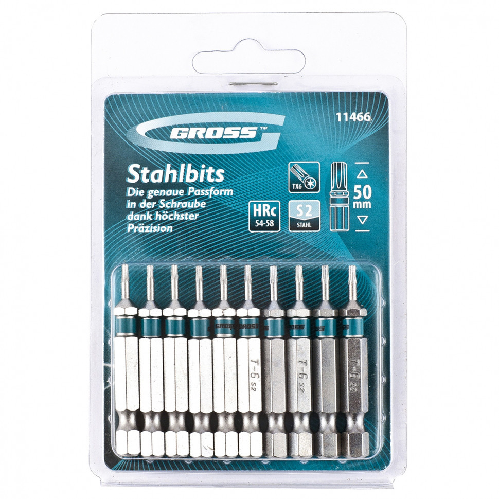 Набір біт TORX 6х50, сталь S2, 10 шт GROSS Полтава - фото 1