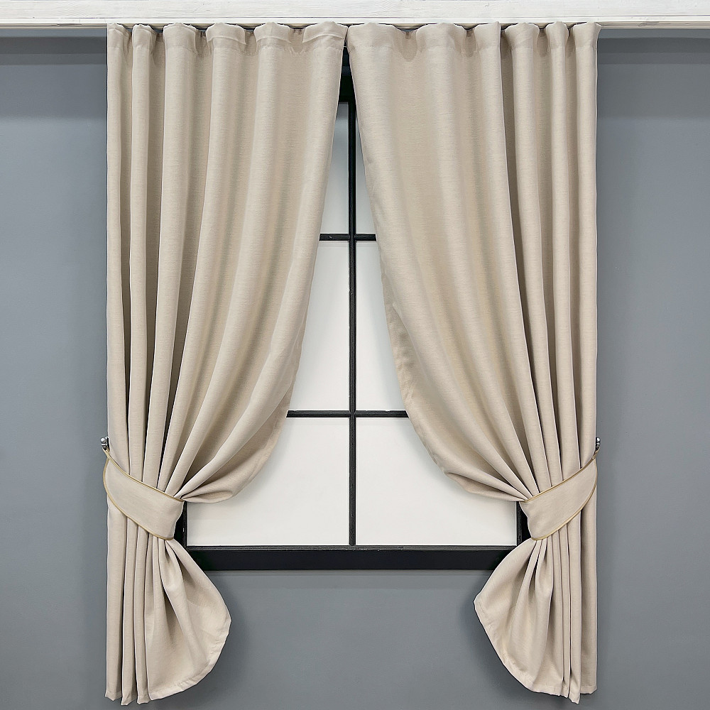 Комплект коротких штор VR-Textil Блекаут двухсторонний Scandi № 1904ш Бежевый 130х170 см 2 шт (35-0440) Киев - изображение 1
