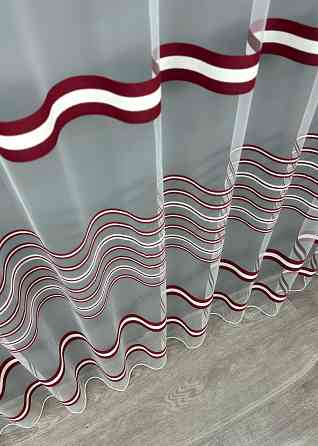 Тюль фатин полосы Цвет бордовый с белым 1772т Киев