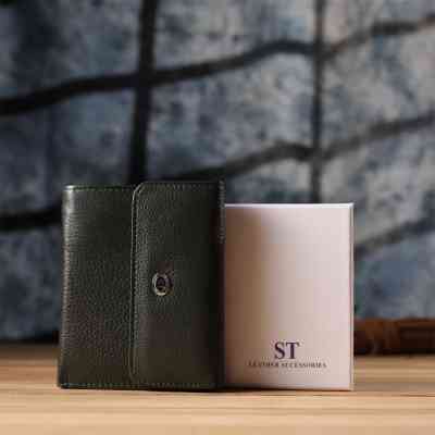 Гаманець ST Leather З натуральної шкіри Зелений (23074) Вінниця