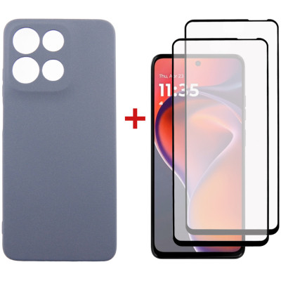 Чехол для мобильного телефона Dengos Motorola G15/G15 Power Carbon + glass 2pcs (Grey) (DG-CTG2P-17) Винница - изображение 1