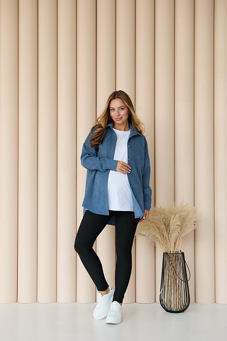 Женская рубашка для беременных стиля oversize из микровельвета Varna размер 2XL-3XL Lullababe джинсовая Кривой Рог - изображение 6
