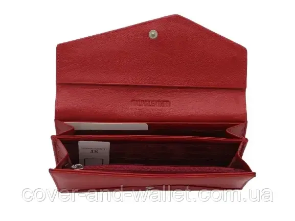 Червоний жіночий гаманець конверт із натуральної шкіри на багато карток ST 212 Київ - фото 5