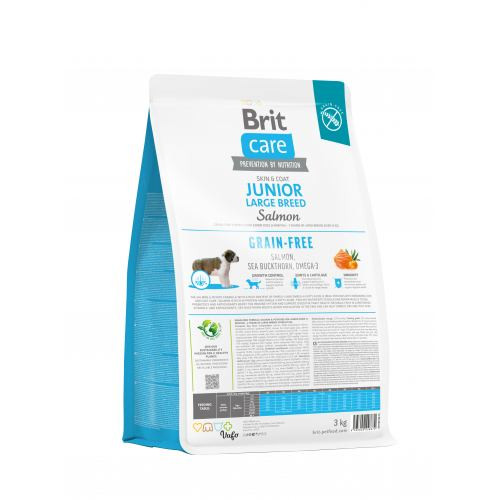 Корм сухий Brit Care Dog Grain-free Junior Large Breed для молодих собак великих порід беззерновий з лососем 3 кг Київ - фото 3