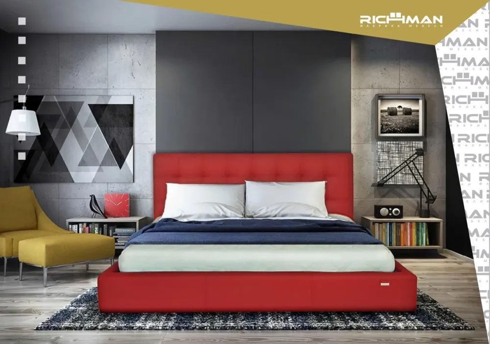 Кровать Двуспальная Chester New VIP 180 х 190 см Madrit -0965 С дополнительной металлической цельносварной рамой Фиолетовый Киев - изображение 7