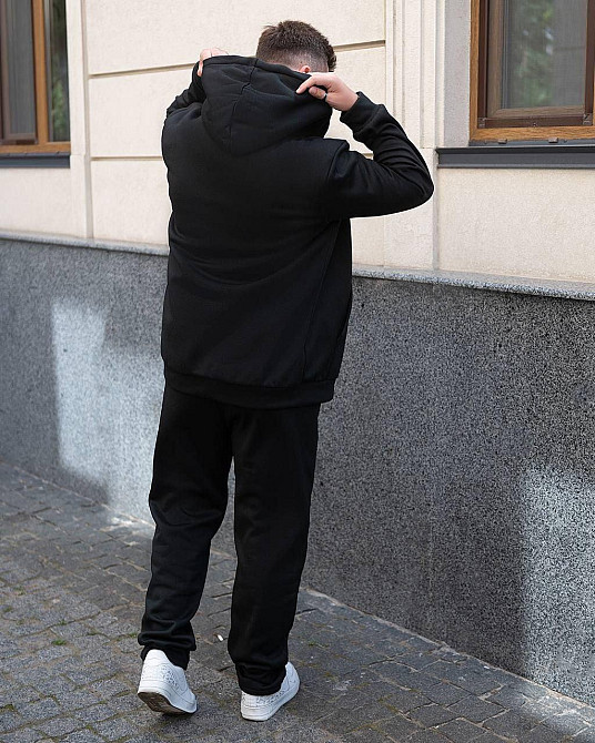 Чоловічий теплий зимовий спортивний костюм на хутрі Чорний 48/50 Харків - фото 2