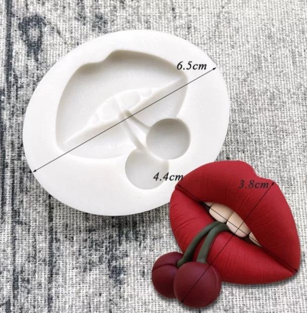 Силиконовый молд Губы с вишней 65 мм серый Киев - изображение 2