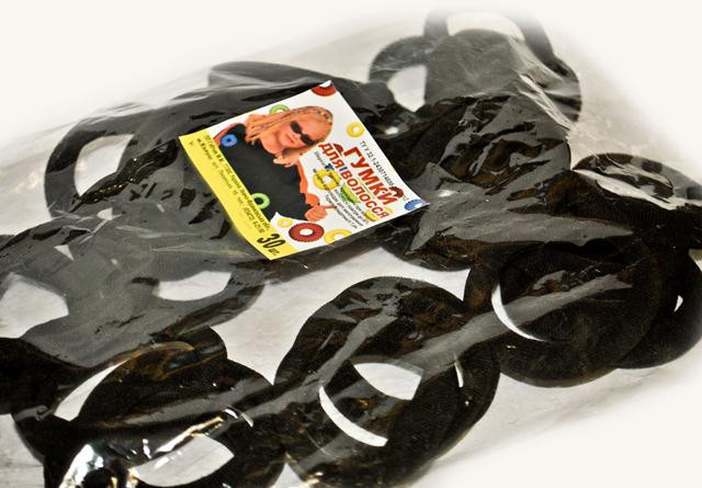 Гумочки для волосся великі чорні 30 шт Київ - фото 1