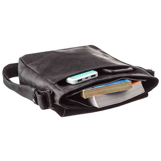 Сумка мужская винтажная средняя SHVIGEL 11172 кожаная Черная Киев