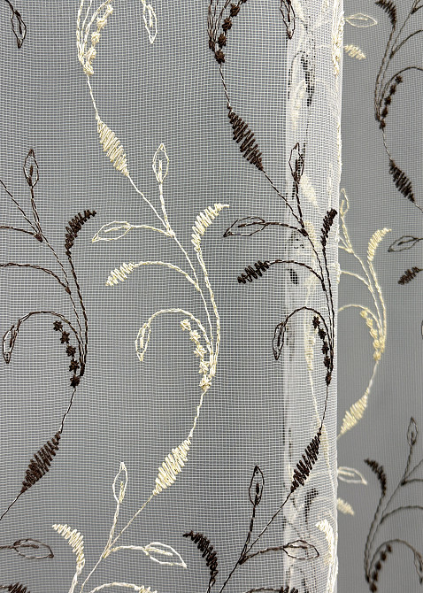 Тюль VR-Textil 1647т Фатин з вишивкою Молочний з венге 250х270 см (42-1106) Київ - фото 7