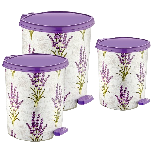 Набір відер для сміття 3 предмети: (6л/11л/20л) з малюнком Лаванда Decor ELIF Житомир - фото 2