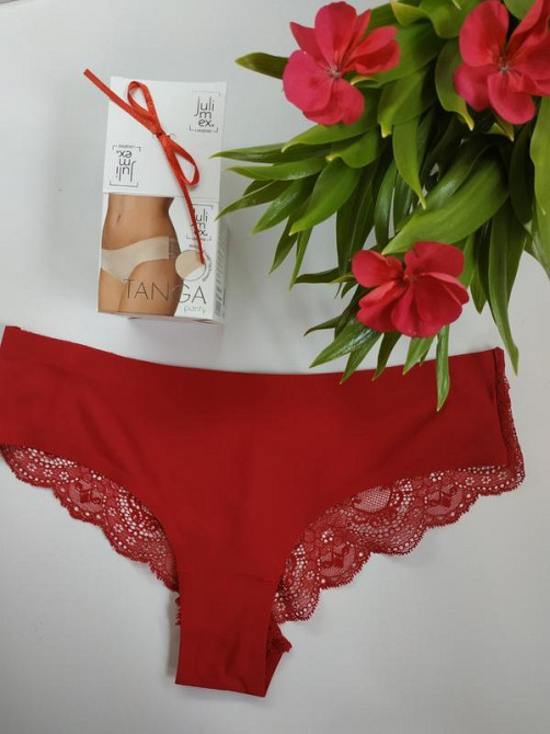 Трусики червоні з мереживом ззаду для дівчини julimex tanga XL Славута - фото 1