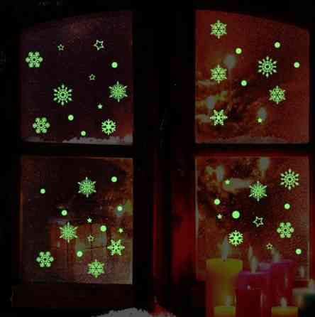 Снежинки на новый год на окна фосфорные 210 на 245 мм салатовый Киев