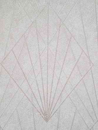 Шпалери вінілові на флізеліні Sintra Simmetria геометрія фігури смуги світло-коричневі срібло 524435 Київ