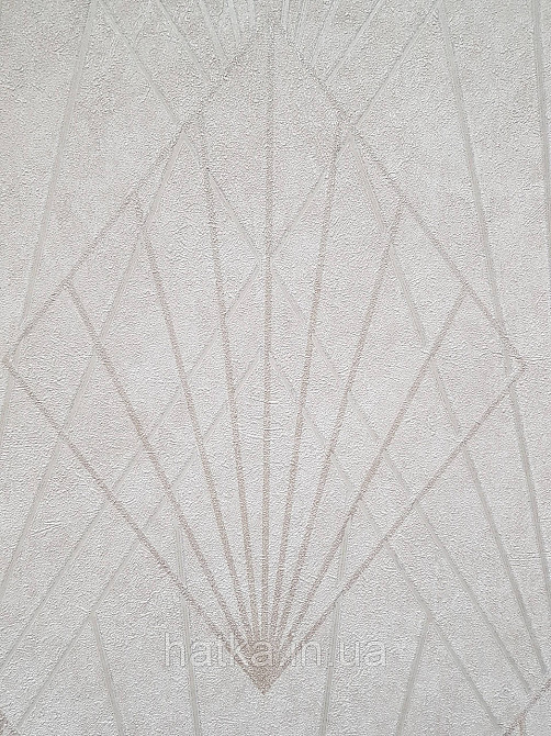Шпалери вінілові на флізеліні Sintra Simmetria геометрія фігури смуги світло-коричневі срібло 524435 Київ - фото 1