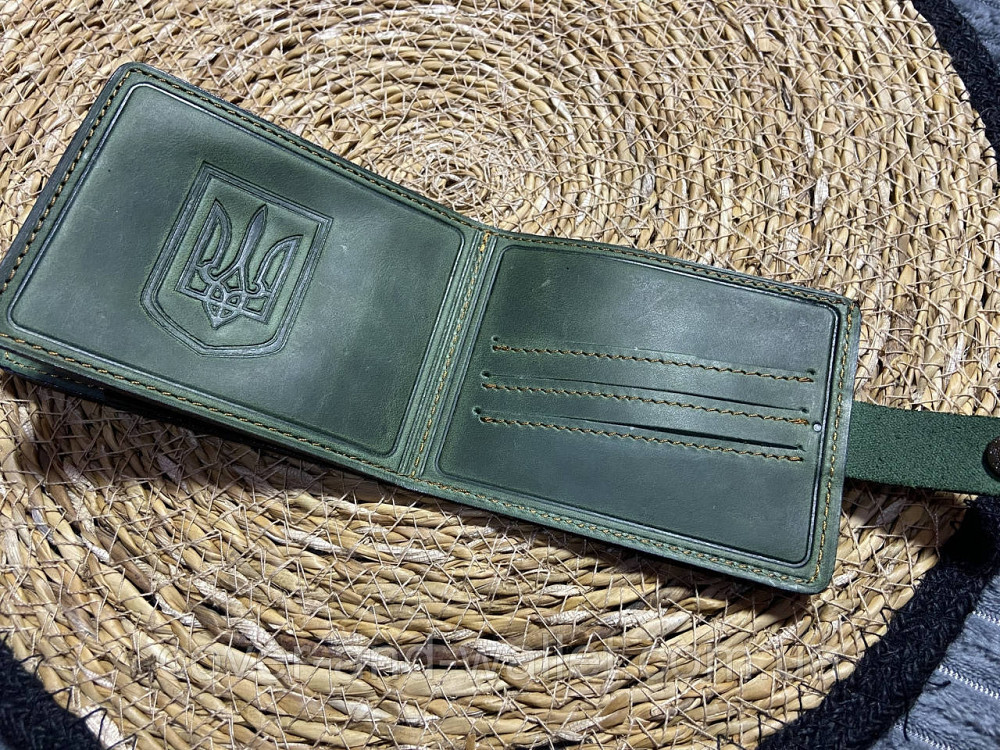 Кожаная обложка портмоне на кнопке Инвалид войны P-Leather Киев - изображение 6