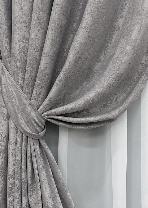 Комплект готовых штор VR-Textil Жаккард Sultan YL № 1212 ш Серый 100х270 см 2 шт (31-512) Киев - изображение 5