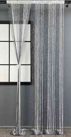 Штори-нитки спіраль з люрексом Графітовий з біло-сірим 300х300см 1 шт (61-055) Київ