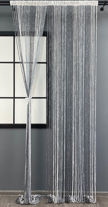 Шторы-нити спираль с люрексом Графитовый с бело-серым 300х300см 1 шт (61-055) Киев - изображение 2