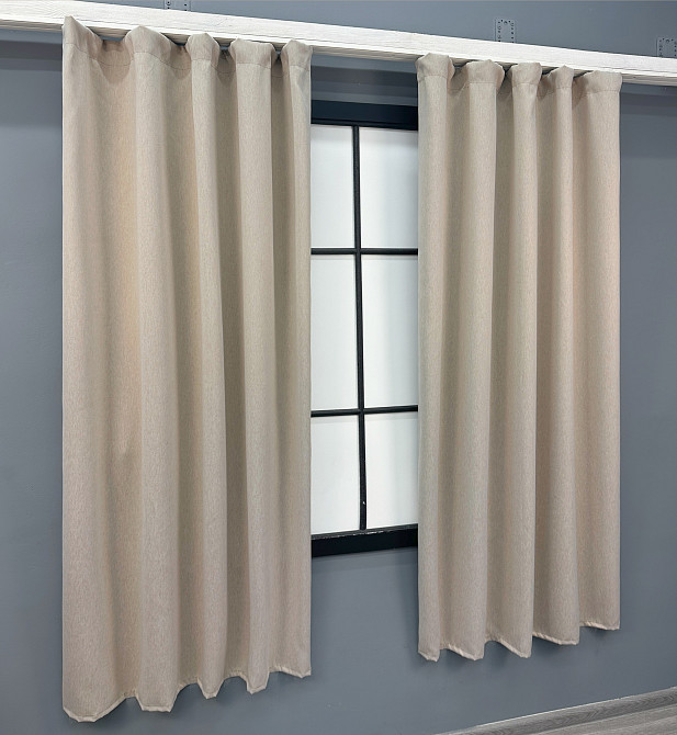 Комплект коротких штор VR-Textil Блэкаут двусторонний Eclipsе № 1789ш Бежевый 130х170 см 2 шт (35-0390) Киев - изображение 3