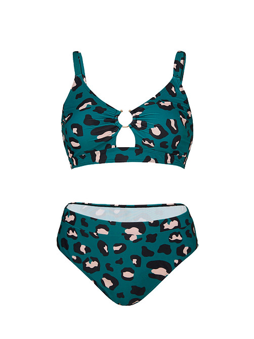 Раздельный купальник большого размера леопардовый 4XL зеленый Киев - изображение 3