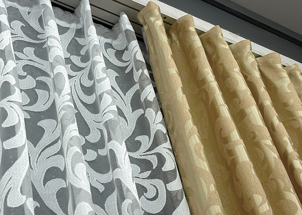 Комплект штор VR-Textil Жакард Вензель 150х270 2шт і Тюль 500х270 091ш-1147т Золотистий з білим 71-097/4 Київ - фото 8