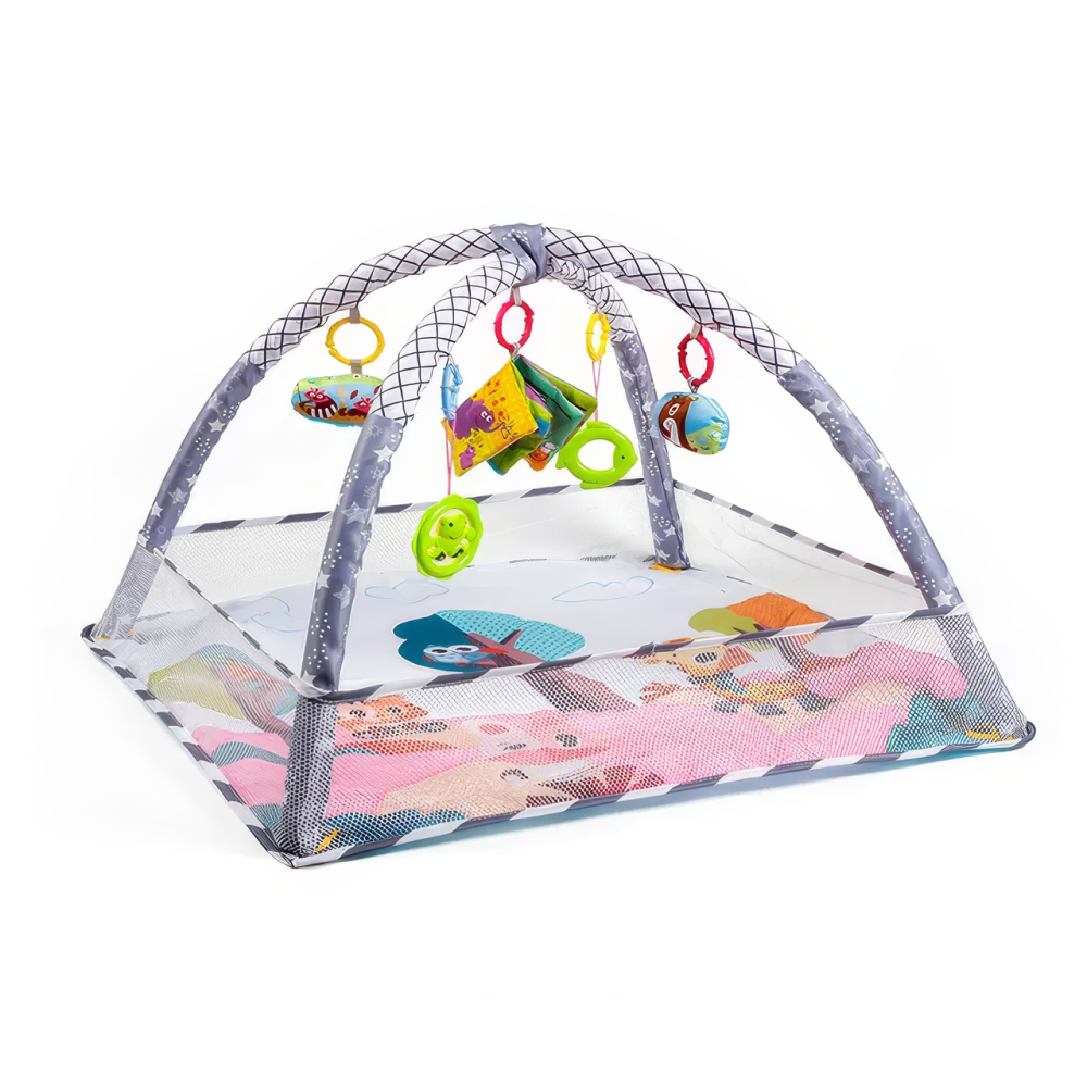 Развивающий коврик-манеж с подвесными игрушками, манеж для детей с ограждением, 80x80x50см, розовый Каменец-Подольский - изображение 5