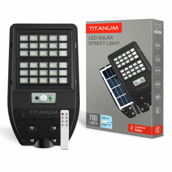 LED Ліхтар вуличний автономний сенсорний сонячний IP54 16W 700Lm 5000К TL-SLSO-105-S Titanum Житомир - изображение 1
