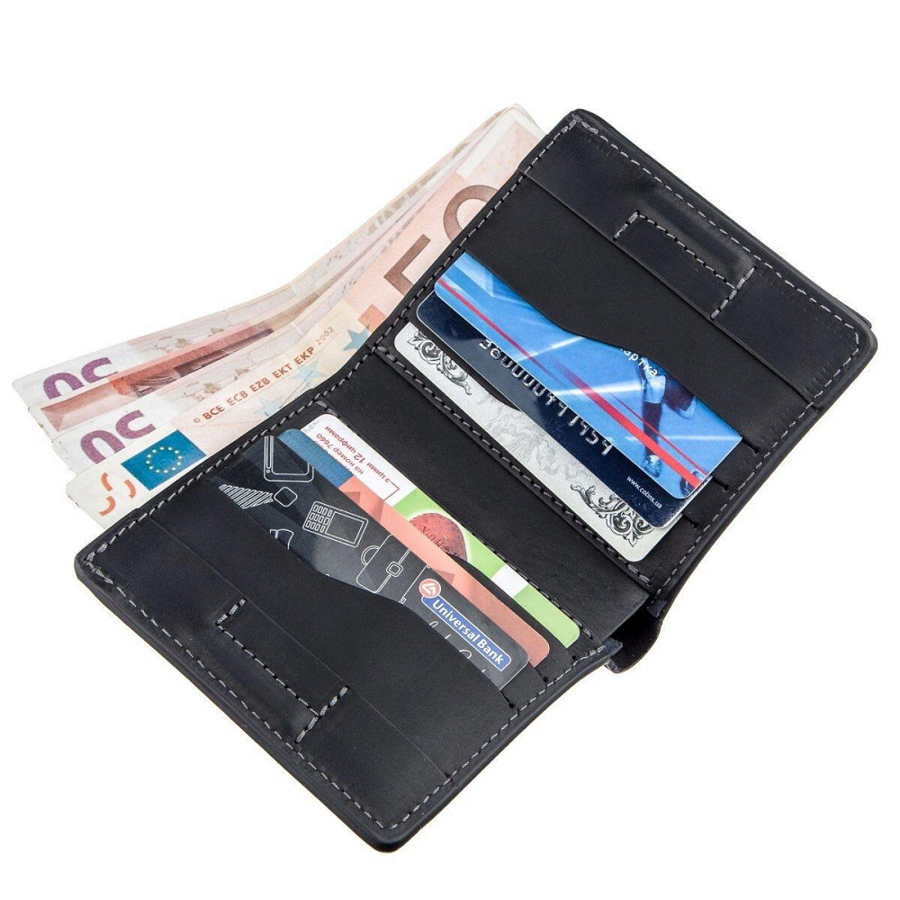 Оригінальна портмоне унісекс з накладної монетницьою Чорне (GRANDE PELLE) Київ - фото 2