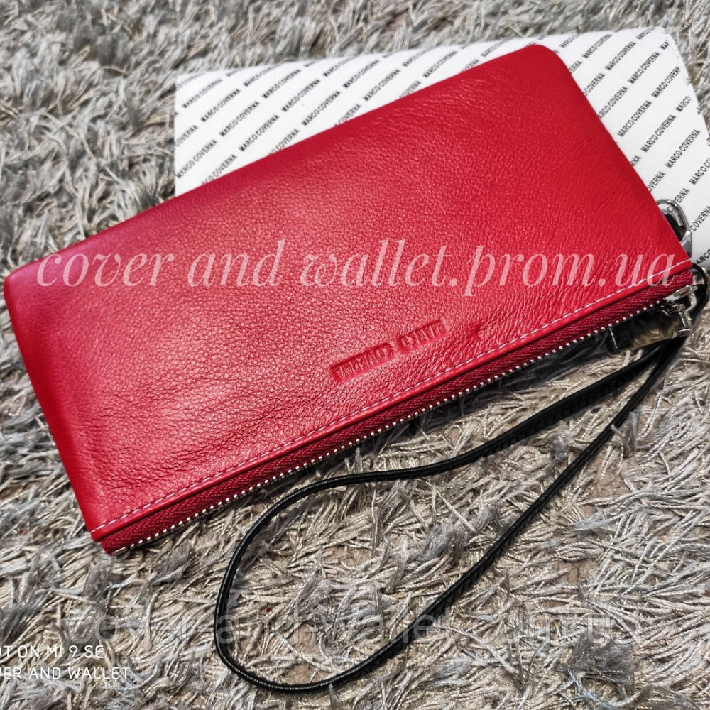 Тонкий кожаный женский кошелек клатч на молнии с ремешком Marco Coverna 88806 Киев - изображение 1