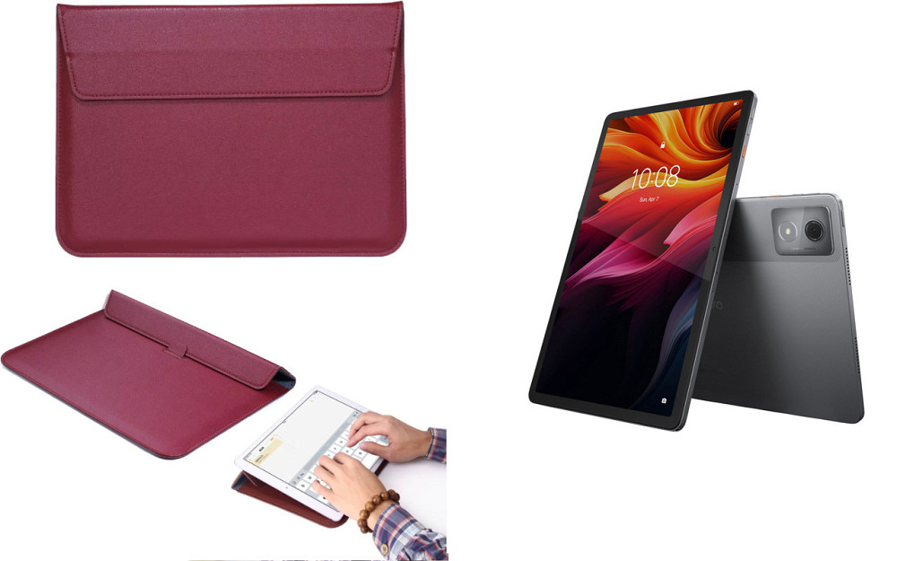Чохол-конверт VitoCase для Lenovo Tab K11, Tab K11 Plus, з функцією підставки для планшета Бордовий Київ - фото 1