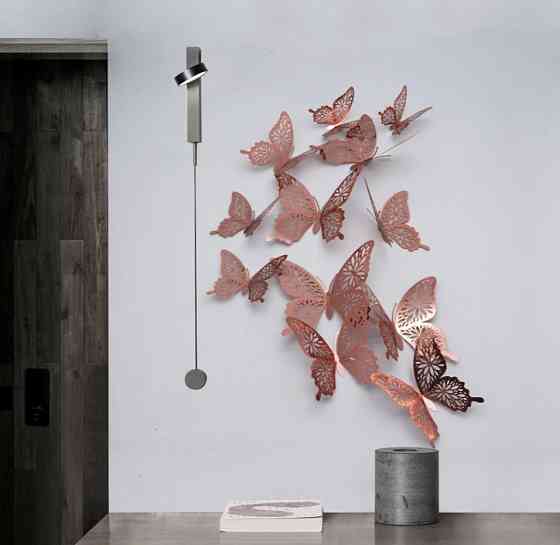 Метелики для декору на скотчі 12 штук рожеве золото Київ