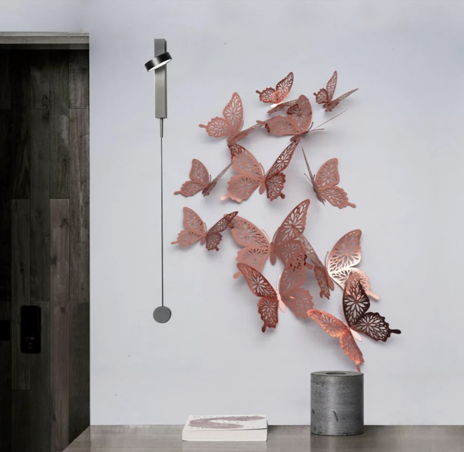 Метелики для декору на скотчі 12 штук рожеве золото Київ - фото 1