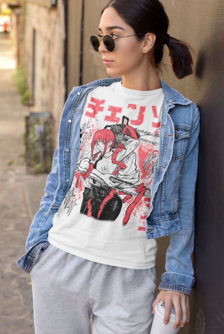 Футболка з аніме принтом Людина-бензопила оверсайз (S/M/L) Чорний AnimeJ0652 Дніпро - фото 2