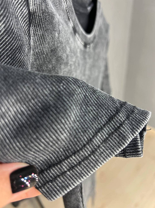 Футболка жіноча A-N 2747 варка тай-дай рубчик топ середня довжина базова one size, чорний, one size Київ - фото 5