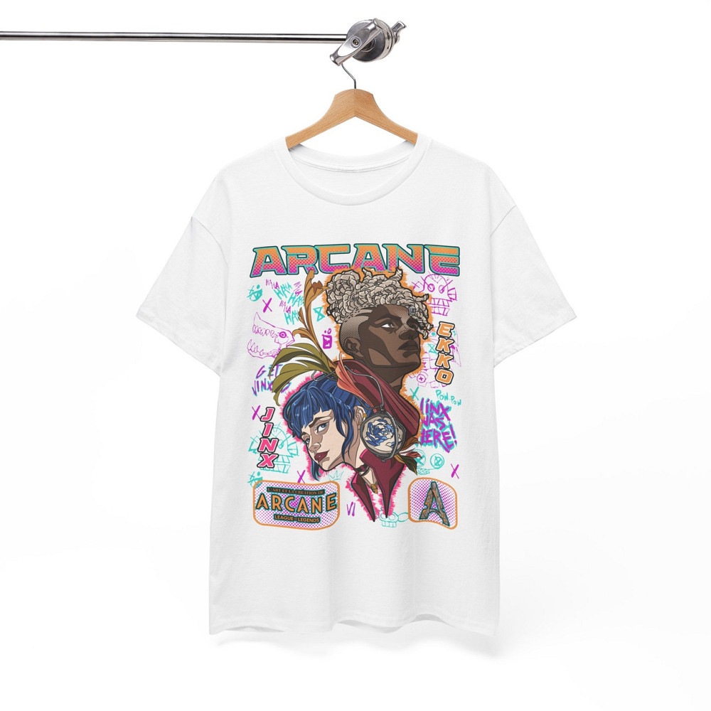 Футболка чоловіча з аніме принтом Джінкс Аркане Джапанесе Аніме оверсайз (S/M/L) Чорний AnimeJ0481 Дніпро - фото 6