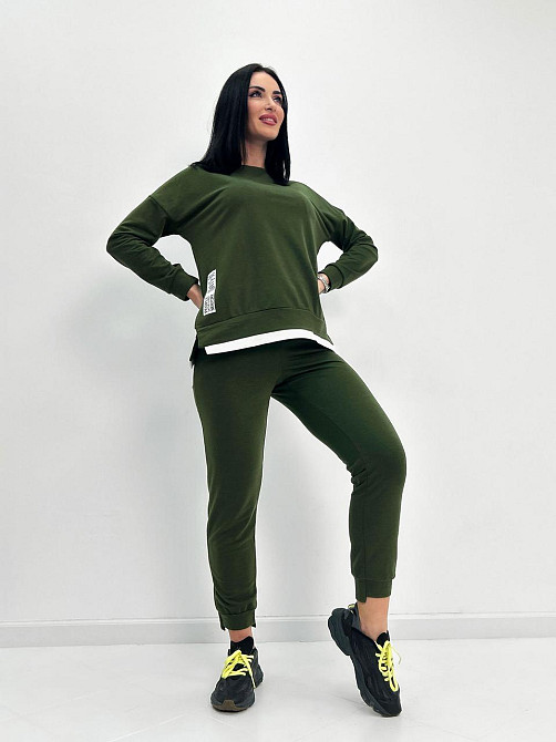 Трикотажний костюм-двійка "Spring" оптом | Норма | Розпродаж моделі 42-44, Хакі Київ - фото 4