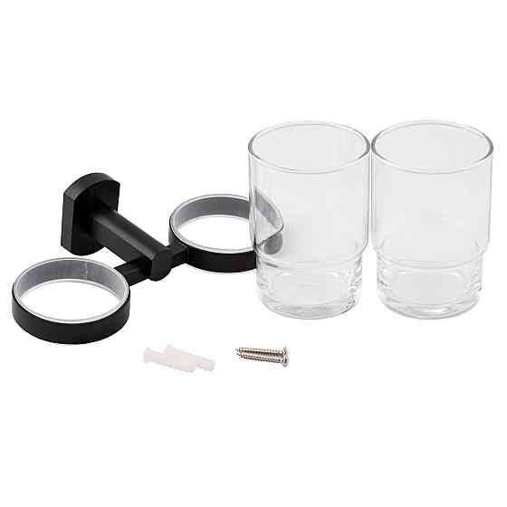Стакан с держателем Qtap Liberty настенный двойной QTLIBBLM1155 Black Киев