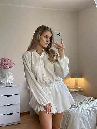 Женское летнее одноцветное платье-комбинезон с длинным рукавом натуральный муслин 46/48 Одесса