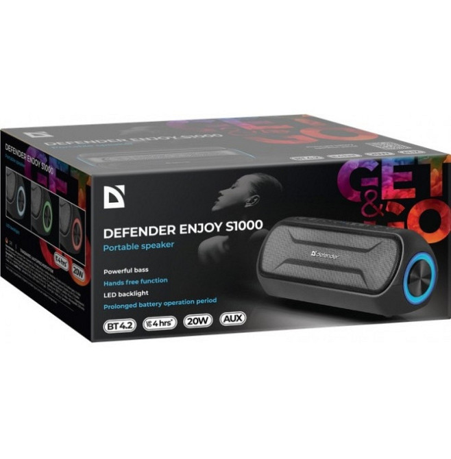 Акустична bluetooth колонка Defender Enjoy S1000 20W LED microSD USB TWS (Чорний) Вінниця - фото 6