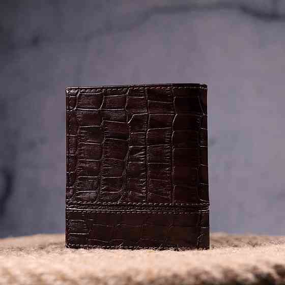 Стильное портмоне для мужчин из натуральной кожи с тиснением под крокодила KARYA 21324 Коричневый Киев